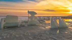 Zachód słońca w Giżycku nad jeziorem Niegocin 02.2021 - zdjęcie 35