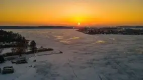 Zima i zachód słońca w porcie Tło Dla Mew - zdjęcie 30