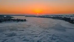 Zima i zachód słońca w porcie Tło Dla Mew - zdjęcie 2