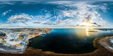 Wschód słońca w Wilkasach, jezioro Niegocin